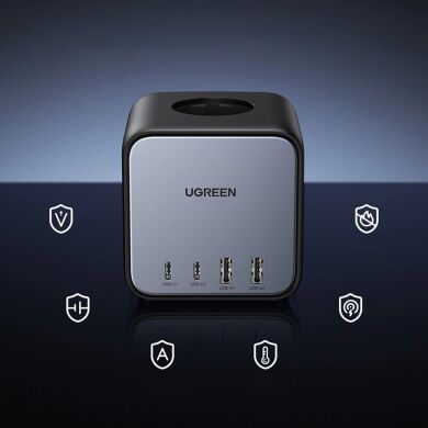 Сетевое зарядное устройство UGREEN CD268 65W (3AC + 2Type-C + 2USB) 60113 - Black