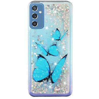 Силиконовый (TPU) чехол Deexe Fashion Glitter для Samsung Galaxy M52 (M526) - Blue Butterflies