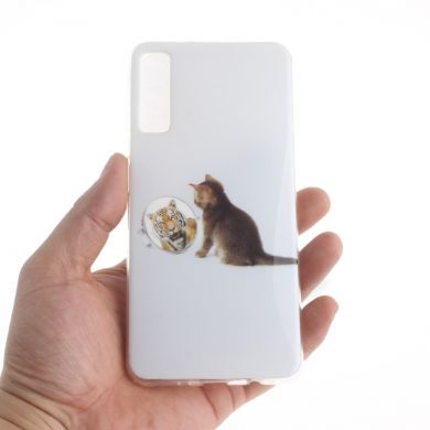 Силиконовый (TPU) чехол Deexe Life Style для Samsung Galaxy A7 2018 (A750) - Cat and Mirror