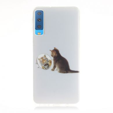 Силиконовый (TPU) чехол Deexe Life Style для Samsung Galaxy A7 2018 (A750) - Cat and Mirror