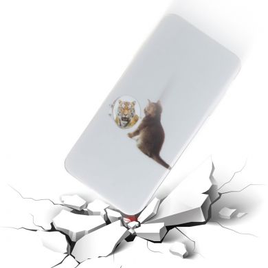 Силиконовый (TPU) чехол Deexe Life Style для Samsung Galaxy A7 2018 (A750) - Cat and Mirror