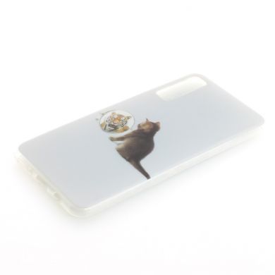 Силиконовый (TPU) чехол Deexe Life Style для Samsung Galaxy A7 2018 (A750) - Cat and Mirror