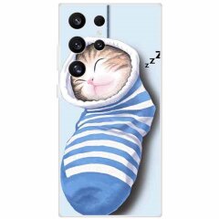 Силіконовий (TPU) чохол Deexe Life Style для Samsung Galaxy S24 Ultra (S928) - Socks and Cat