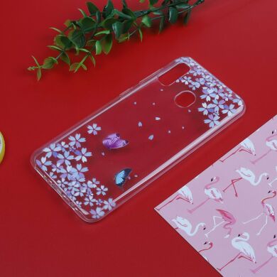 Силіконовий (TPU) чохол Deexe Pretty Glossy для Samsung Galaxy A30 (A305), Butterfly and Flower