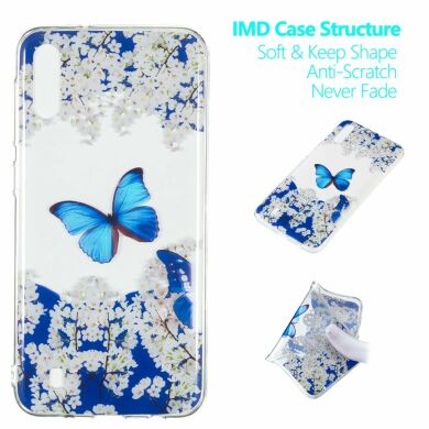 Силіконовий (TPU) чохол Deexe Pretty Glossy для Samsung Galaxy M10 (M105) - Butterfly and White Flowers