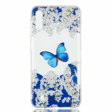 Силиконовый (TPU) чехол Deexe Pretty Glossy для Samsung Galaxy M10 (M105) - Butterfly and White Flowers