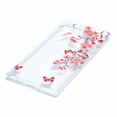 Силиконовый (TPU) чехол Deexe Pretty Glossy для Samsung Galaxy Note 10+ (N975) - Butterfly and Flower