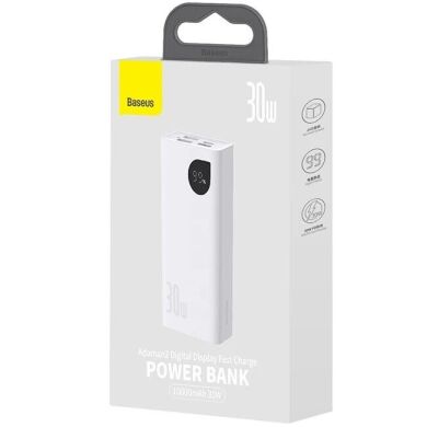 Зовнішній акумулятор Baseus Digital Display 30W (10000mAh) PPAD040 - White