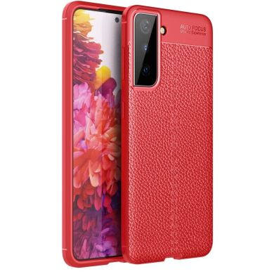 Защитный чехол Deexe Leather Cover для Samsung Galaxy S21 Plus - Red