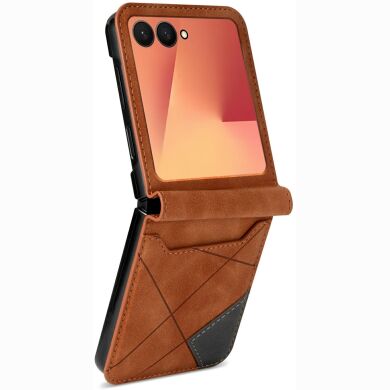 Защитный чехол Deexe Rhombus Card для Samsung Galaxy Flip 8 - Brown