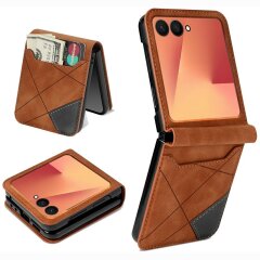Защитный чехол Deexe Rhombus Card для Samsung Galaxy Flip 8 - Brown