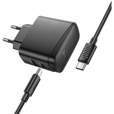 Сетевое зарядное устройство Hoco CS63A Bright PD65W (USB + Type-C) + кабель Type-C to Type-C - Black
