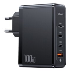 Сетевое зарядное устройство Usams US-CC163 T50 100W 4 Ports ACCC GaN Fast Charger - Black