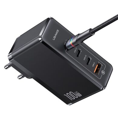 Сетевое зарядное устройство Usams US-CC163 T50 100W 4 Ports ACCC GaN Fast Charger - Black