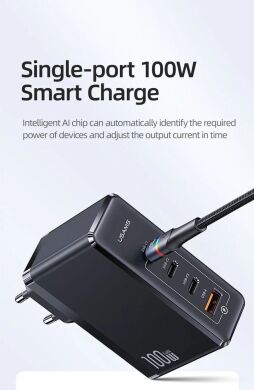 Сетевое зарядное устройство Usams US-CC163 T50 100W 4 Ports ACCC GaN Fast Charger - Black