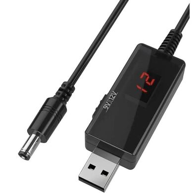 Кабель для роутера и других устройств Deexe Universal USB to DC (5V to 9V/12V, 1m) - Black
