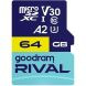 Карта памяти GOODRAM MicroSDXC Rival 64GB V30 A2 UHS I U3 R170 + адаптер (GGSM2AA-0640R12). Фото 1 из 3