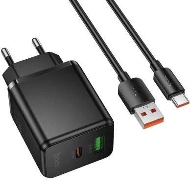 Мережевий зарядний пристрій Hoco C157A PD30W+QC3.0 + кабель USB to Type-C - Black