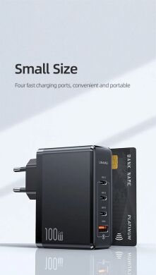 Сетевое зарядное устройство Usams US-CC163 T50 100W 4 Ports ACCC GaN Fast Charger - Black