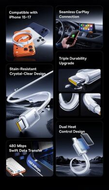 Кабель Baseus Crystal USB to Type-C (100W, 2m) E0427901 - White