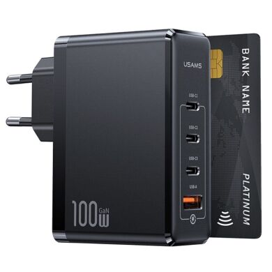 Сетевое зарядное устройство Usams US-CC163 T50 100W 4 Ports ACCC GaN Fast Charger - Black