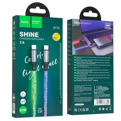 Кабель Hoco U112 Shine Type-C to Type-C (60W, 1m) - Gray