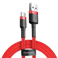 Кабель Baseus Cafule USB to Type-C (3A, 2m) CATKLF-C09 - Black / Red