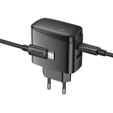 Сетевое зарядное устройство Hoco CS63A Bright PD65W (USB + Type-C) + кабель Type-C to Type-C - Black