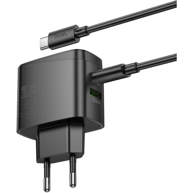 Сетевое зарядное устройство Hoco CS63A Bright PD65W (USB + Type-C) + кабель Type-C to Type-C - Black