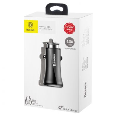 Автомобильное зарядное устройство BASEUS Gentleman 4.8A Dual-USB Car Charger (CCALL-GB01) - Black