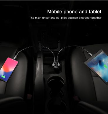 Автомобильное зарядное устройство BASEUS Gentleman 4.8A Dual-USB Car Charger (CCALL-GB01) - Black