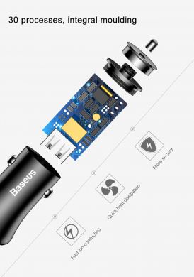 Автомобильное зарядное устройство BASEUS Gentleman 4.8A Dual-USB Car Charger (CCALL-GB01) - Black
