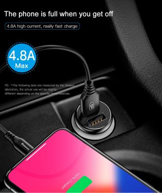 Автомобильное зарядное устройство BASEUS Gentleman 4.8A Dual-USB Car Charger (CCALL-GB01) - Black