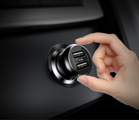 Автомобильное зарядное устройство BASEUS Gentleman 4.8A Dual-USB Car Charger (CCALL-GB01) - Black