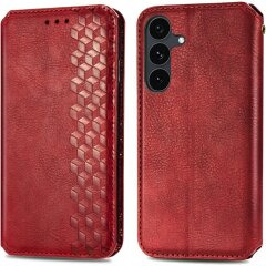 Чохол Deexe Rhombus Wallet для Samsung Galaxy S26 FE - Red