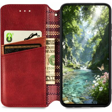 Чохол Deexe Rhombus Wallet для Samsung Galaxy S26 FE - Red