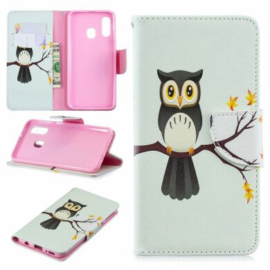 Чохол-книжка Deexe Color Wallet для Samsung Galaxy A40 (А405) - An Owl Standing on Branch