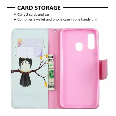 Чохол-книжка Deexe Color Wallet для Samsung Galaxy A40 (А405) - An Owl Standing on Branch