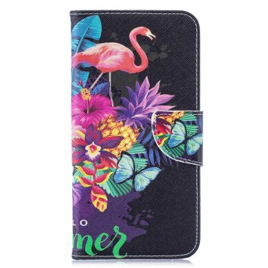 Чехол-книжка Deexe Color Wallet для Samsung Galaxy M20 (M205) - Crane and Flowers