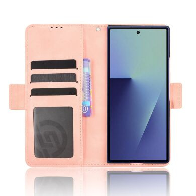 Чехол-книжка с карманами Deexe Wallet Stand (FF) для Samsung Galaxy Fold 8 Ultra - Pink