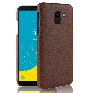 Пластиковый чехол Deexe Croco Style для Samsung Galaxy J6 2018 (J600) - Brown