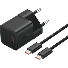 Сетевое зарядное устройство Baseus GaN5 1C 20W + кабель Type-C to Type-C (P10110900113-00) - Black