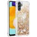 Силиконовый (TPU) чехол Deexe Liquid Glitter для Samsung Galaxy A13 5G (A136) / A04s (A047) - Gold Hearts. Фото 2 из 7