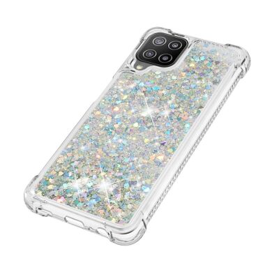 Силіконовий (TPU) чохол Deexe Liquid Glitter для Samsung Galaxy A22 (A225) / M22 (M225) - Silver Hearts