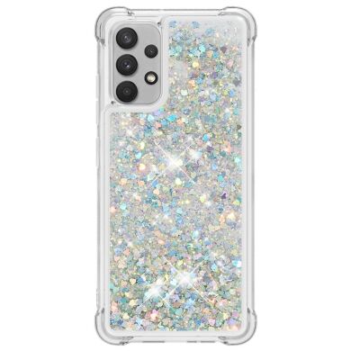 Силіконовий (TPU) чохол Deexe Liquid Glitter для Samsung Galaxy A32 (А325) - Silver Hearts