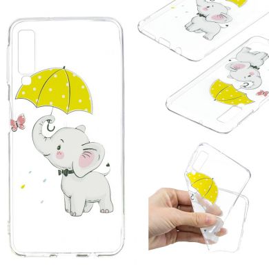 Силиконовый (TPU) чехол Deexe Pretty Glossy для Samsung Galaxy A7 2018 (A750) - Elephant Holding an Umbrella