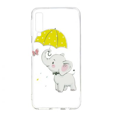 Силиконовый (TPU) чехол Deexe Pretty Glossy для Samsung Galaxy A7 2018 (A750) - Elephant Holding an Umbrella