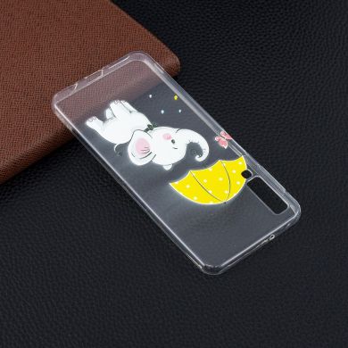 Силиконовый (TPU) чехол Deexe Pretty Glossy для Samsung Galaxy A7 2018 (A750) - Elephant Holding an Umbrella