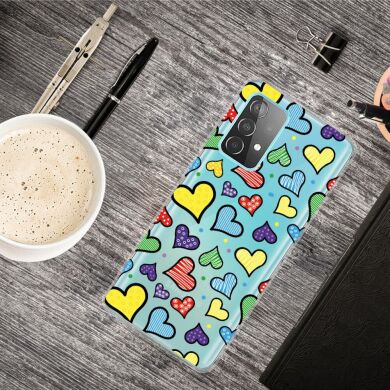 Силиконовый (TPU) чехол Deexe Pretty Glossy для Samsung Galaxy A73 (A736) - Colorful Hearts