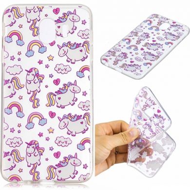 Силиконовый (TPU) чехол Deexe Pretty Glossy для Samsung Galaxy J4 2018 (J400) - Unicorn Pattern B
